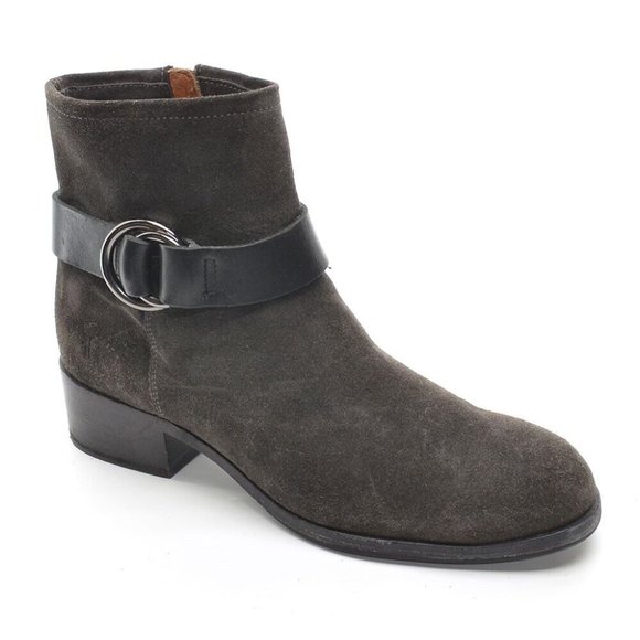 Frye Kristen Grigio Suede Harness Short Moto Boots 9 B